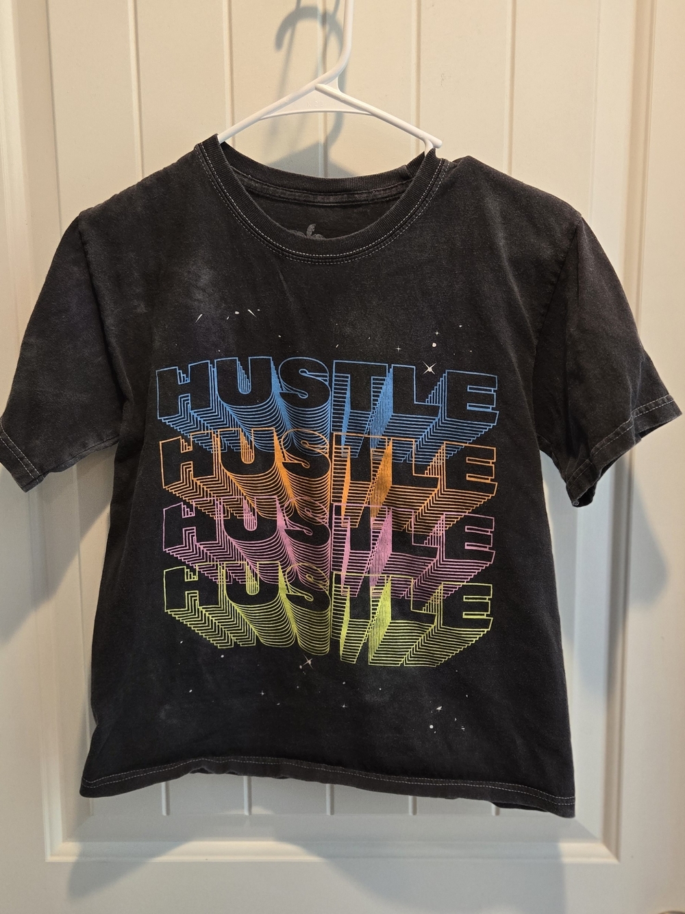 Kids Short-Sleeve 'Hustle' Graphic Tee - Black with Multicolor Print